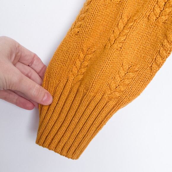 Lucky Brand Tunic Sweater Braid Stitch Drop Shoulder Oversize Size Small Mustard - Picture 6 of 16